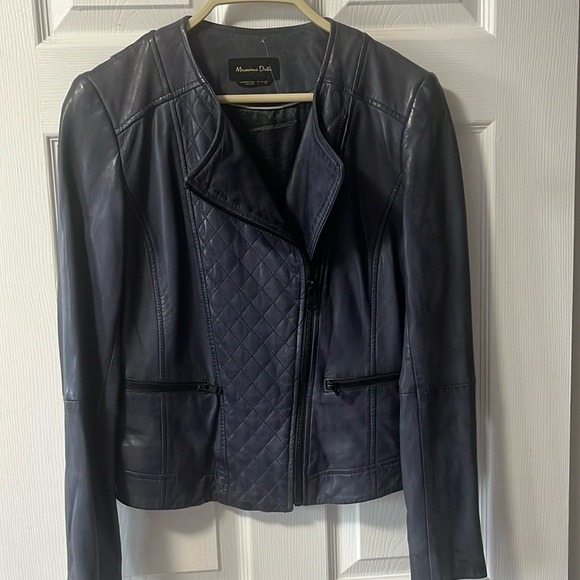 Massimo Dutti blue leather jacket - Picture 5 of 15